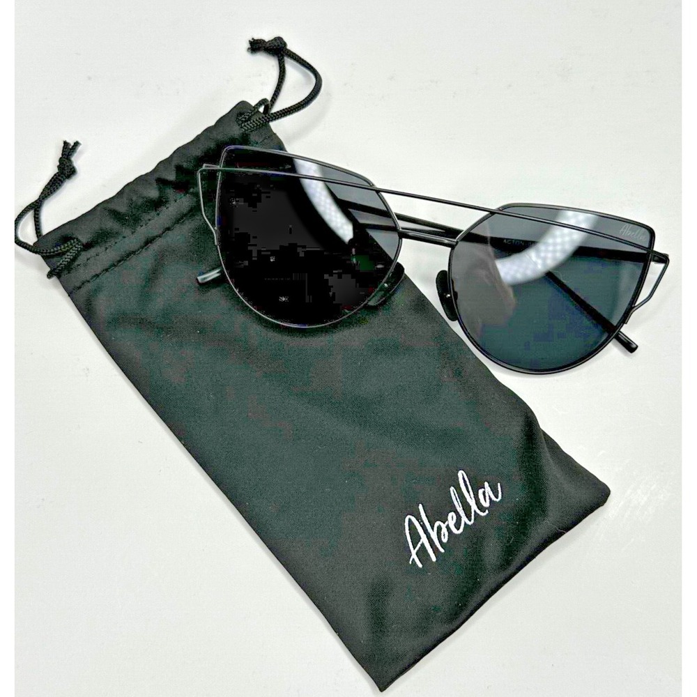 Abella sunglasses Flat Lens Cat Black Soft bag Womens